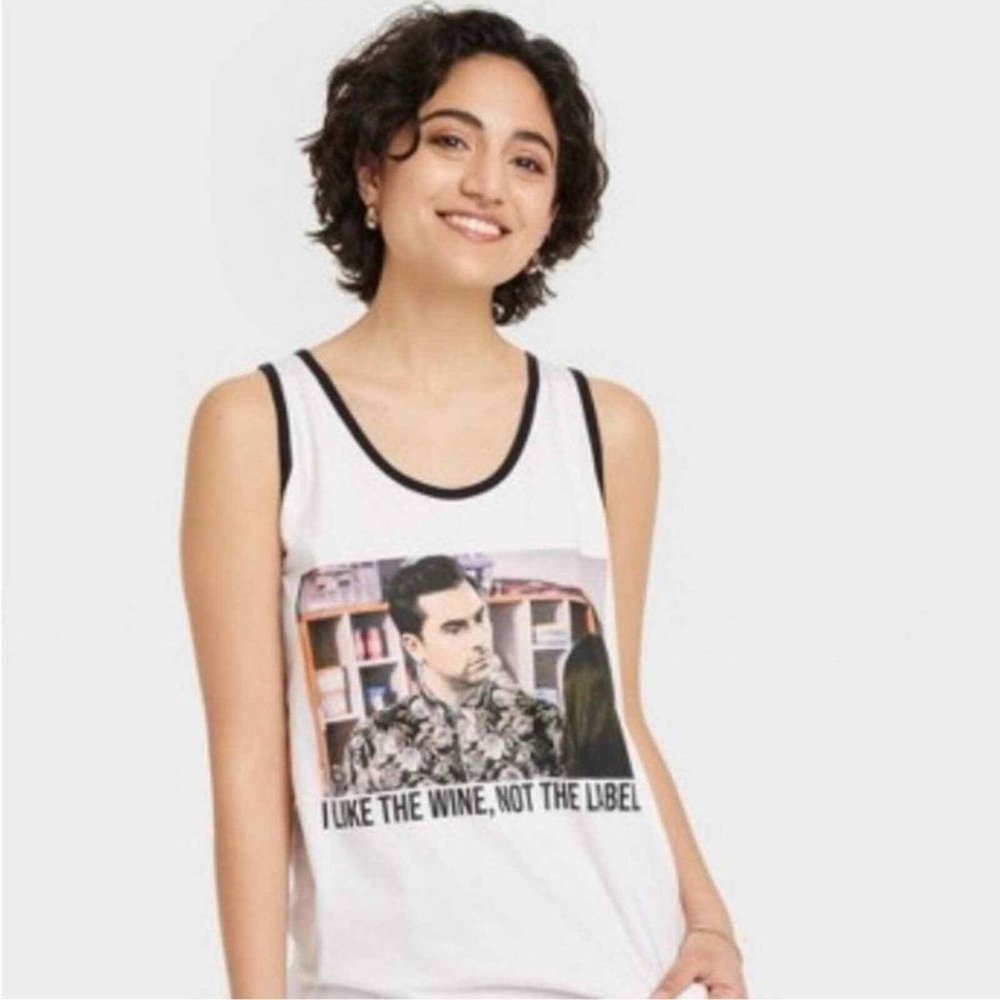 PRIDE TANK [Schitts Creek] NWT David I like wine not the label tank- Sizes M & L